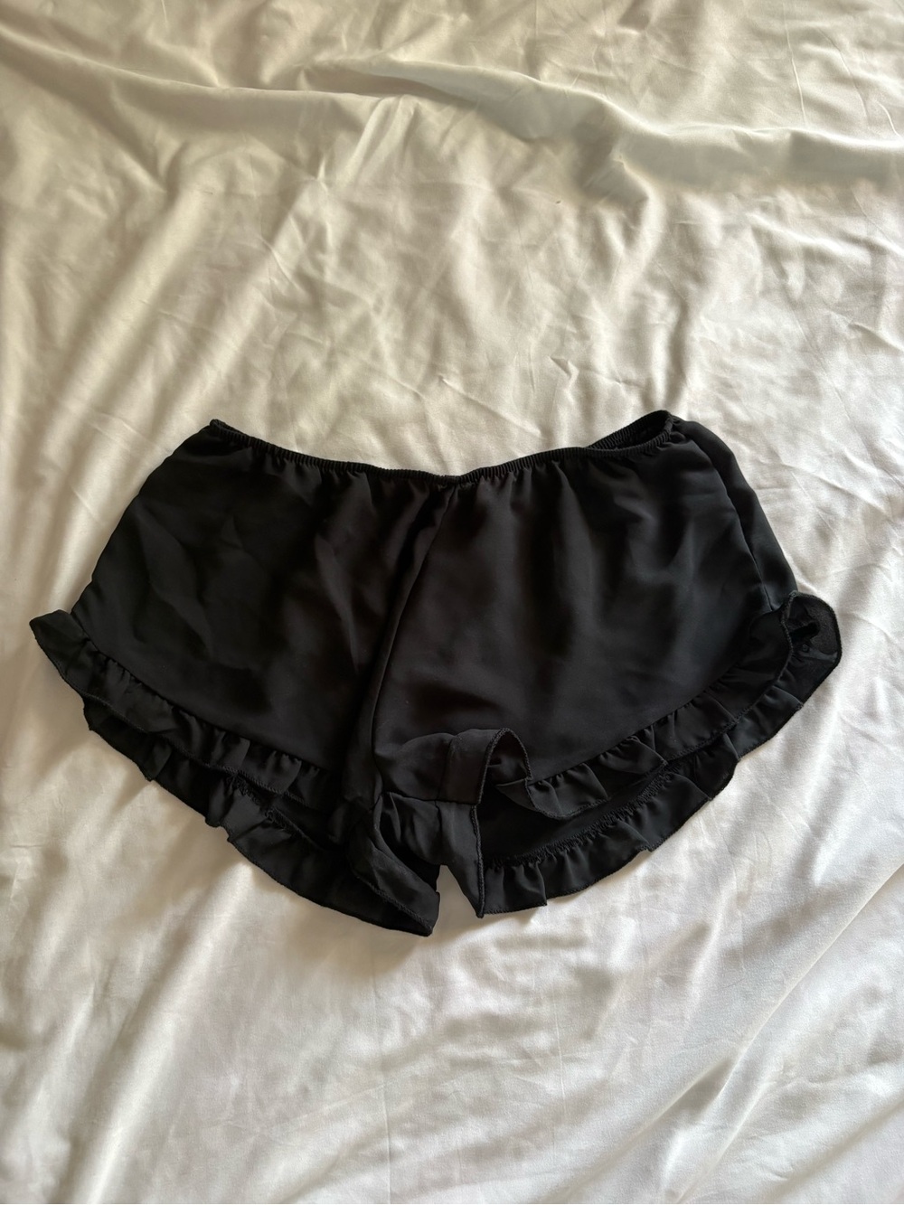 Brandy Melville Black Ruffle Hem Lounge Shorts
